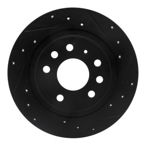 Cadillac BLS Brake Rotor (1) - Rear Right - R1 Concepts - Drilled & Slotted - Black - `03-`11